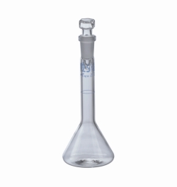 Volumetric trapezoidal flasks, DURAN®, class A, blue graduation, with glass stopper