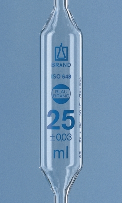 Volumetric Pipettes, AR-glass®, Class AS, 1 mark, Blue Graduation, with USP Certificate