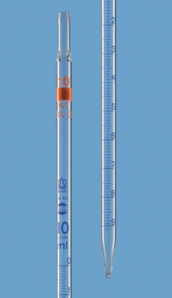 Graduated pipettes, total delivery, AR-GLAS®, class AS, blue graduation, type 3
