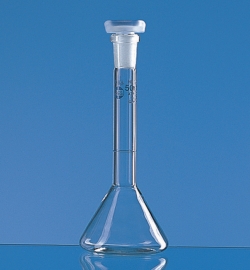 Volumetric trapezoidal flasks, borosilicate glass 3.3, class A, blue graduations